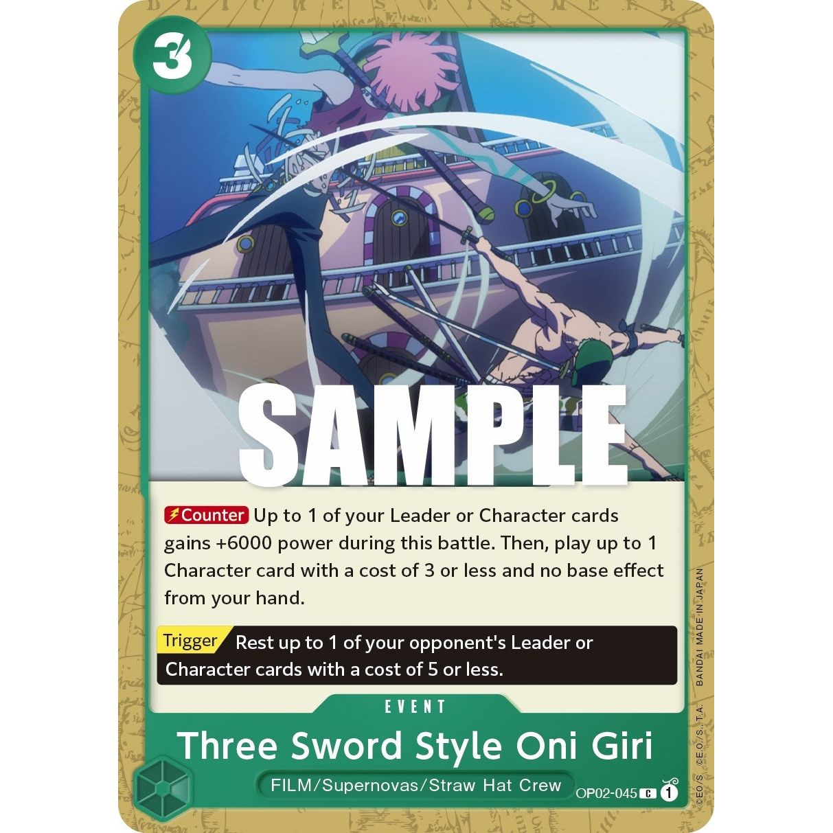 Image for Three Sword Style Oni Giri (OP02-045) (OP02) - One Piece Card Game