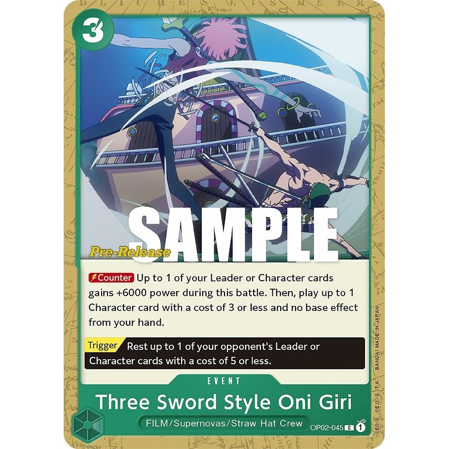 Image for Three Sword Style Oni Giri (OP02-045) (OP02 PRE) - One Piece Card Game