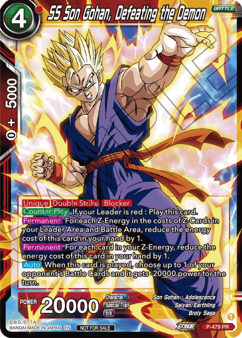 Image for SS Son Gohan, Defeating the Demon (Zenkai Series Tournament Pack Vol.3) (P-479) (TPR) - Dragon Ball Super: Masters