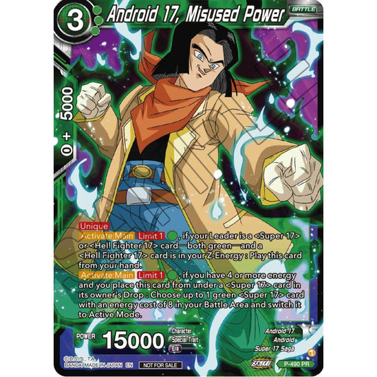 Image for Android 17, Misused Power (Zenkai Series Tournament Pack Vol.3) (P-490) (TPR) - Dragon Ball Super: Masters