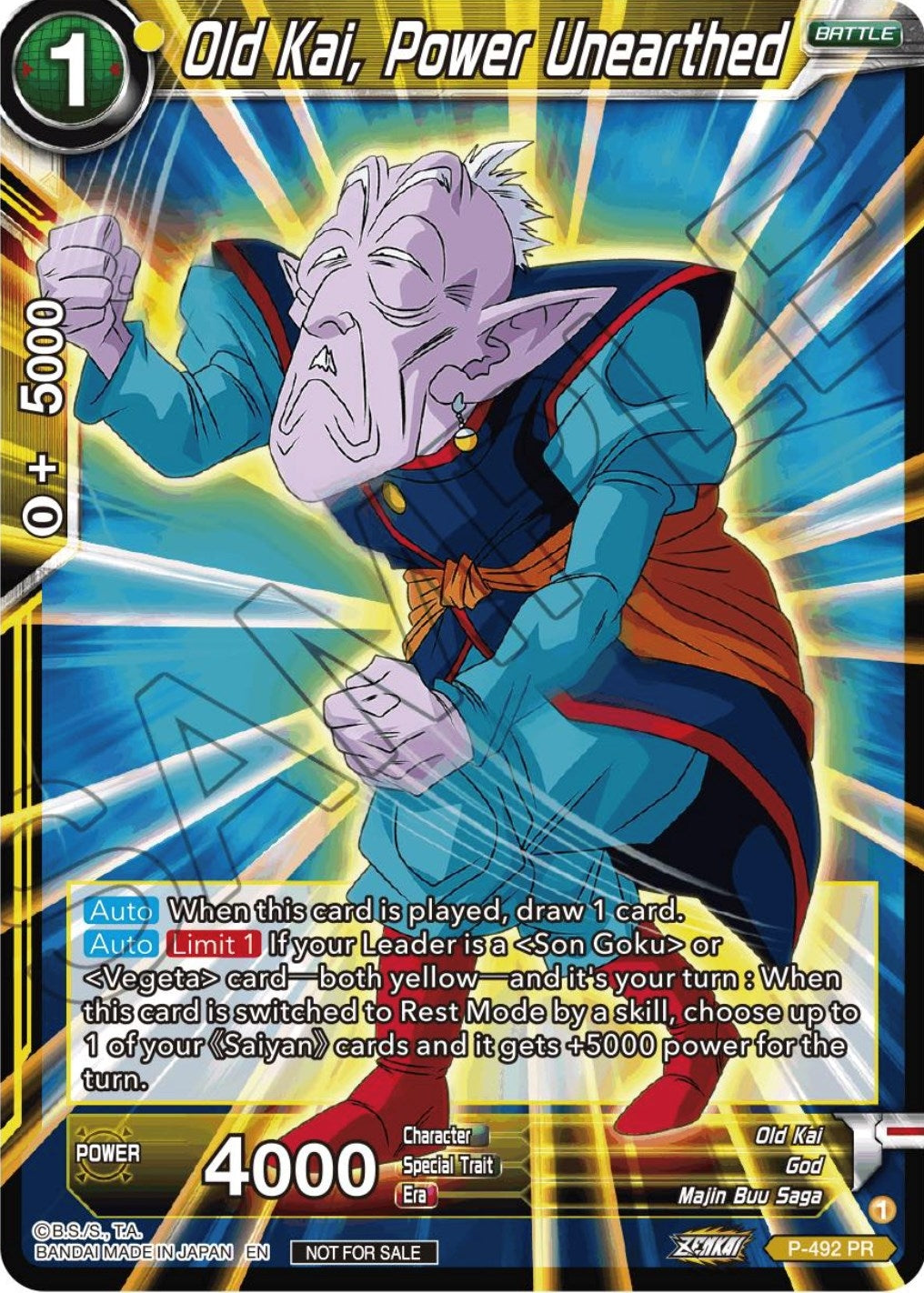 Image for Old Kai, Power Unearthed (Zenkai Series Tournament Pack Vol.3) (P-492) (TPR) - Dragon Ball Super: Masters