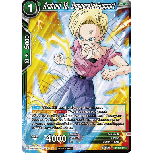 Image for Android 18, Desperate Support (Zenkai Series Tournament Pack Vol.3) (P-489) (TPR) - Dragon Ball Super: Masters