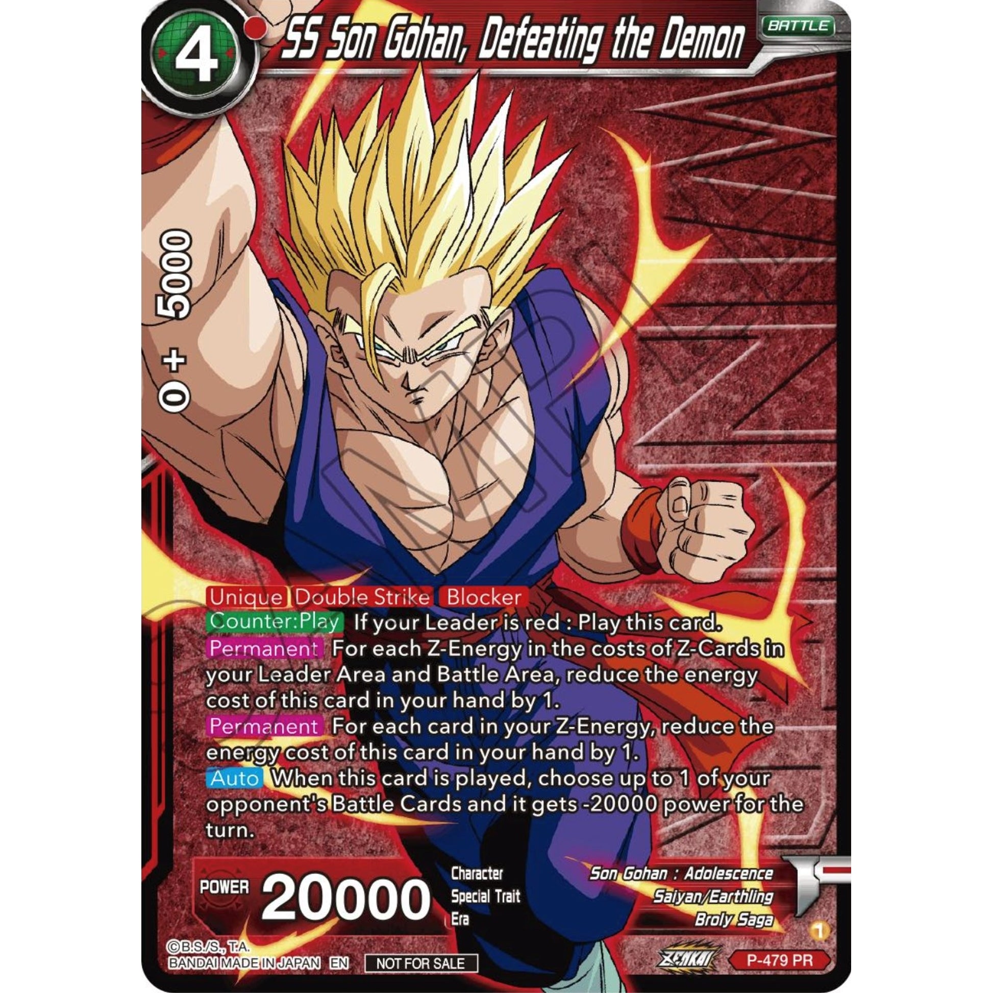 Image for SS Son Gohan, Defeating the Demon (Zenkai Series Tournament Pack Vol.3 Winner) (P-479) (TPR) - Dragon Ball Super: Masters