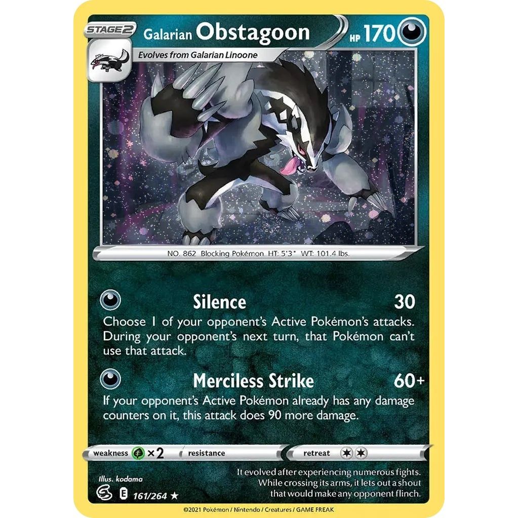 Image for Galarian Obstagoon (Cosmos Holo) (161/264) (MCAP) - Pokemon