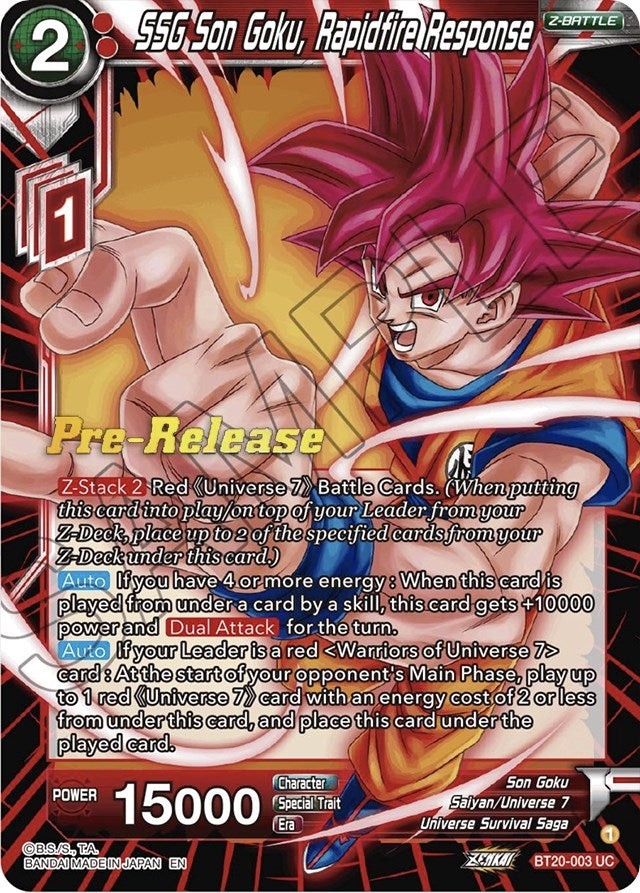 Image for SSG Son Goku, Rapidfire Response (BT20-003) (DBS-B20PRE) - Dragon Ball Super: Masters