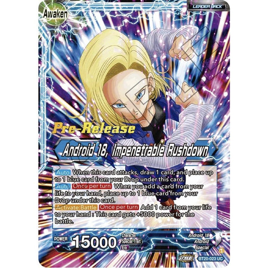 Image for Android 18 // Android 18, Impenetrable Rushdown (BT20-023) (DBS-B20PRE) - Dragon Ball Super: Masters