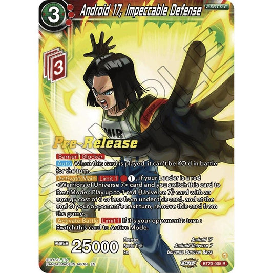 Image for Android 17, Impeccable Defense (BT20-005) (DBS-B20PRE) - Dragon Ball Super: Masters