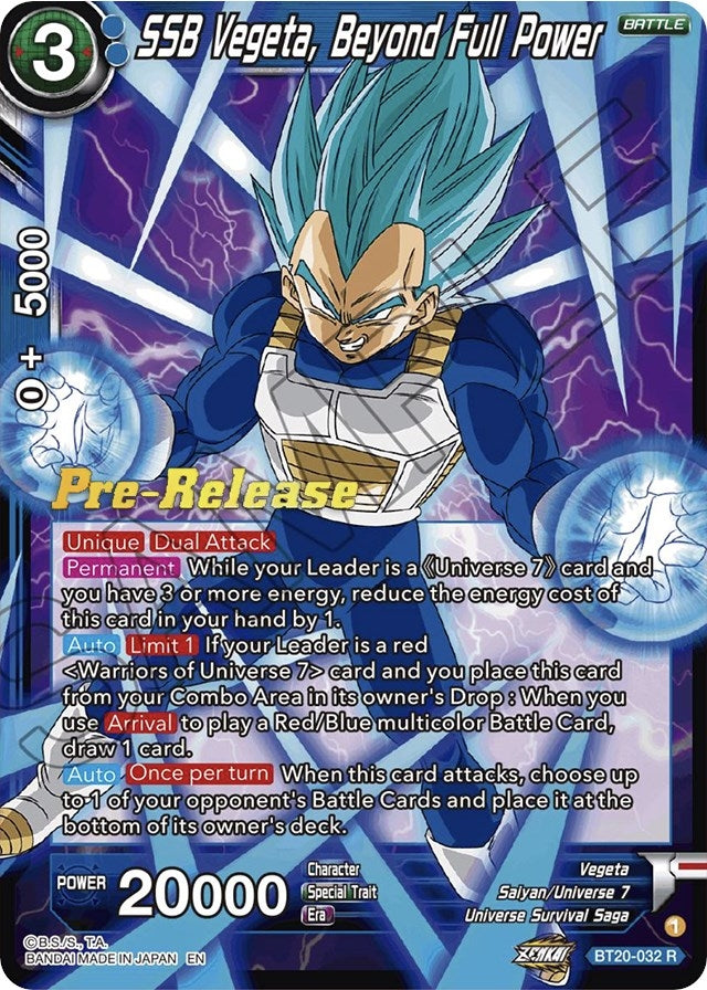 Image for SSB Vegeta, Beyond Full Power (BT20-032) (DBS-B20PRE) - Dragon Ball Super: Masters