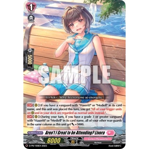 Image for Aren't I Great to be Attending? Livora (190) (D-PR/0190EN 2023) (D-PR) - Cardfight Vanguard