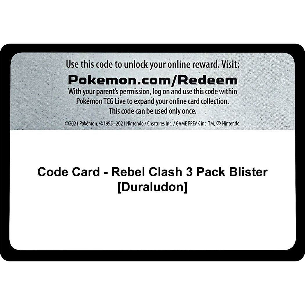 Image for Code Card - Rebel Clash 3 Pack Blister [Duraludon] (SWSH02) - Pokemon