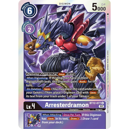 Image for Arresterdramon (Box Topper) (BT12-077 U) (BT12) - Digimon Card Game