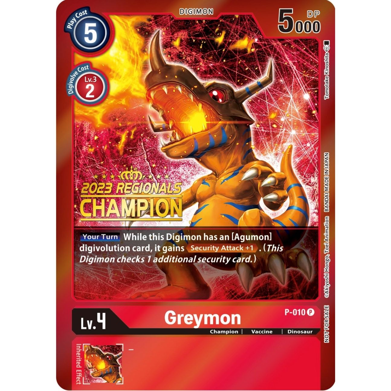Image for Greymon - P-010 (2023 Regionals Champion) (P-010 P) (D-PR) - Digimon Card Game