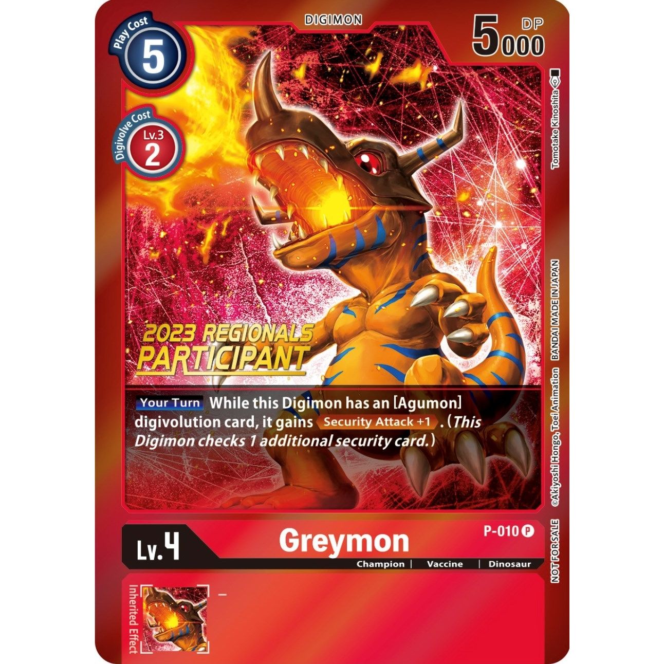 Image for Greymon - P-010 (2023 Regionals Participant) (P-010 P) (D-PR) - Digimon Card Game