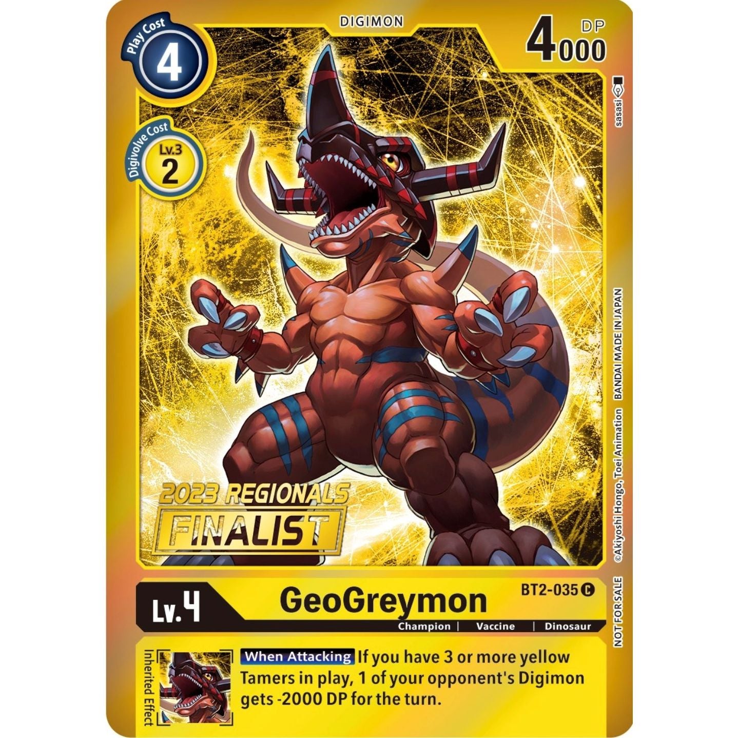 Image for GeoGreymon (2023 Regionals Finalist) (BT2-035 C) (BT01-03B) - Digimon Card Game
