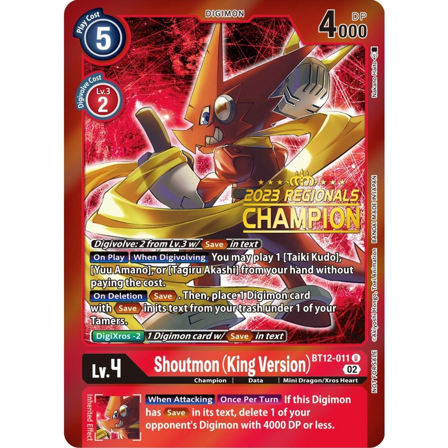 Image for Shoutmon (King Version) (2023 Regionals Champion) (BT12-011 U) (BT12) - Digimon Card Game