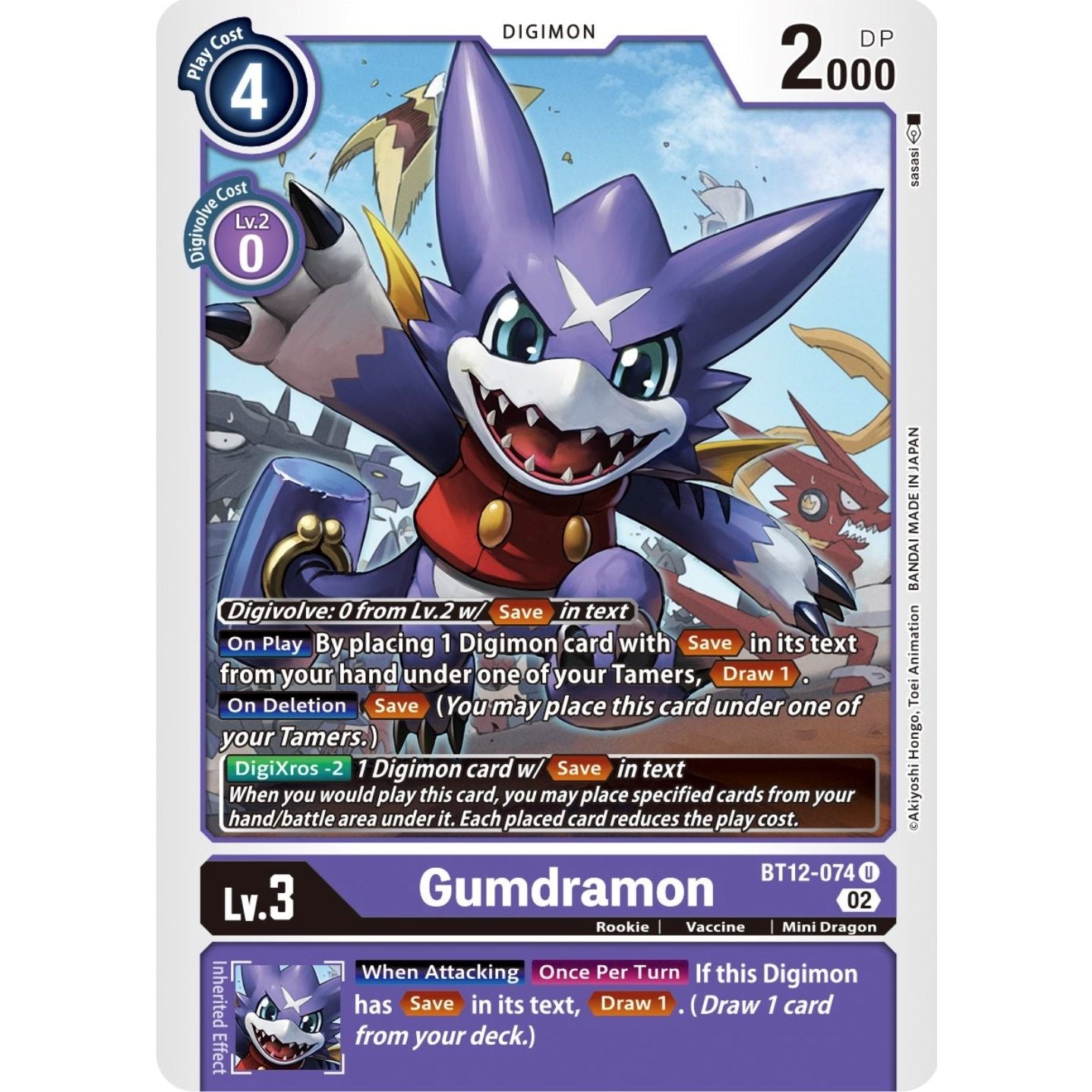 Image for Gumdramon (BT12-074 U) (BT12) - Digimon Card Game