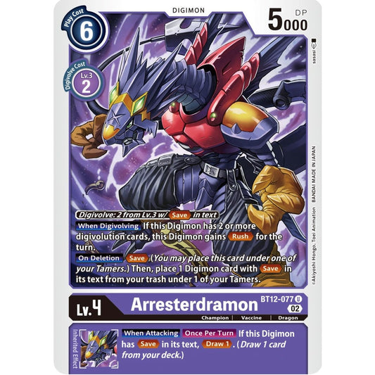Image for Arresterdramon (BT12-077 U) (BT12) - Digimon Card Game