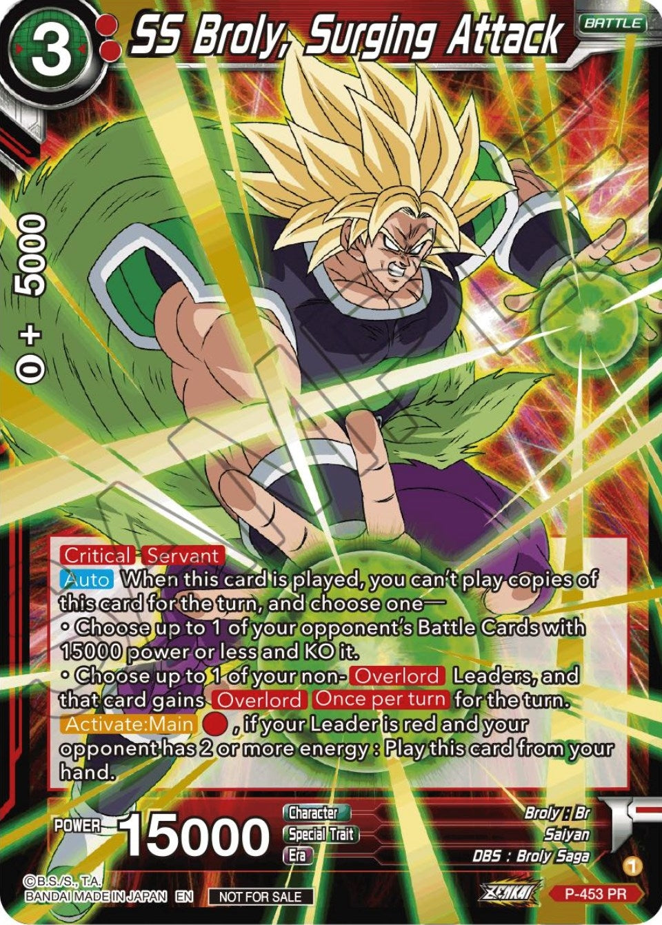 Image for SS Broly, Surging Attack (Championship Selection Pack 2023 Vol.1) (Gold Stamped with Reflective Shatterfoil) (P-453) (TPR) - Dragon Ball Super: Masters