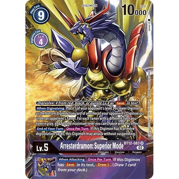 Image for Arresterdramon: Superior Mode (Alternate Art) (BT12-083 SR) (BT12) - Digimon Card Game