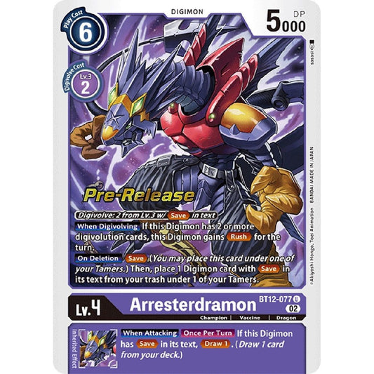 Image for Arresterdramon (BT12-077 U) (BT12_PR) - Digimon Card Game