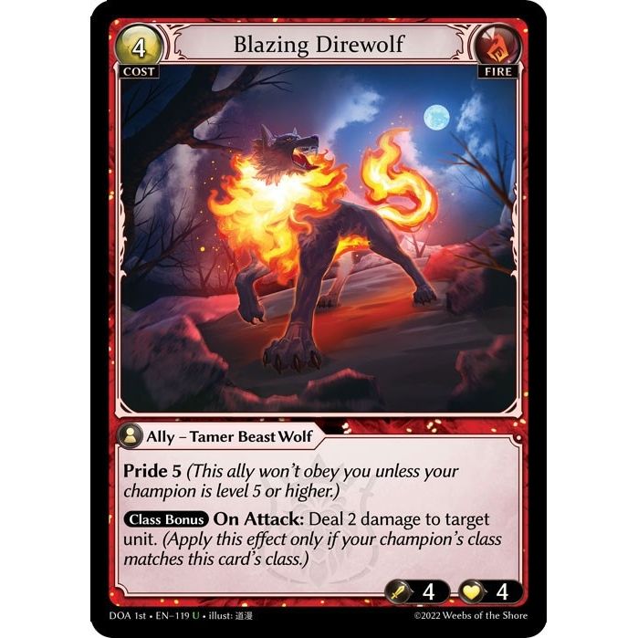 Image for Blazing Direwolf (119) (DOA 1st) - Grand Archive TCG
