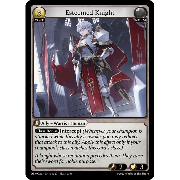 Image for Esteemed Knight (012) (DEMO22) - Grand Archive TCG