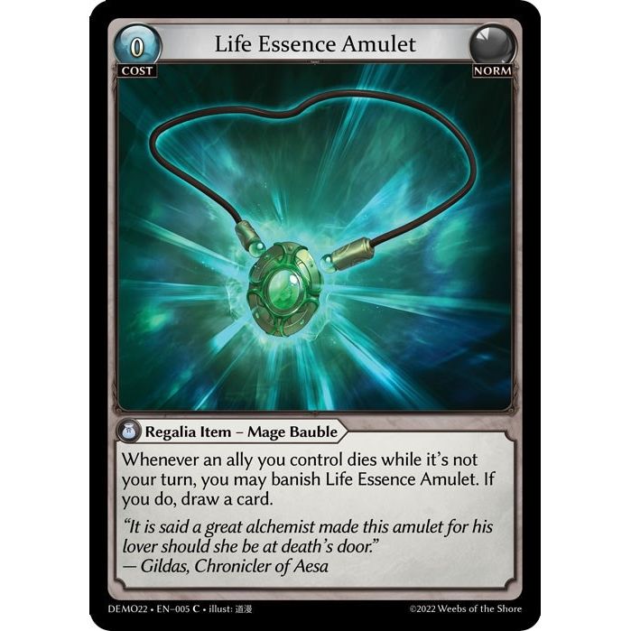Image for Life Essence Amulet (005) (DEMO22) - Grand Archive TCG