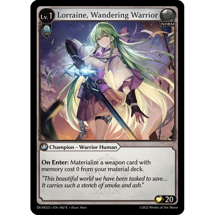 Image for Lorraine, Wandering Warrior (002) (DEMO22) - Grand Archive TCG