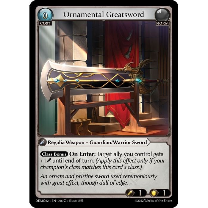 Image for Ornamental Greatsword (006) (DEMO22) - Grand Archive TCG