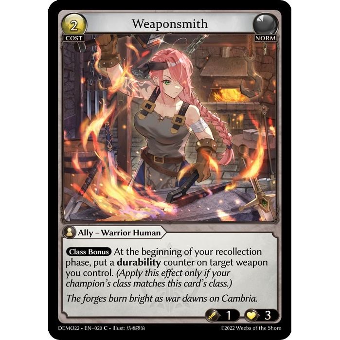 Image for Weaponsmith (020) (DEMO22) - Grand Archive TCG
