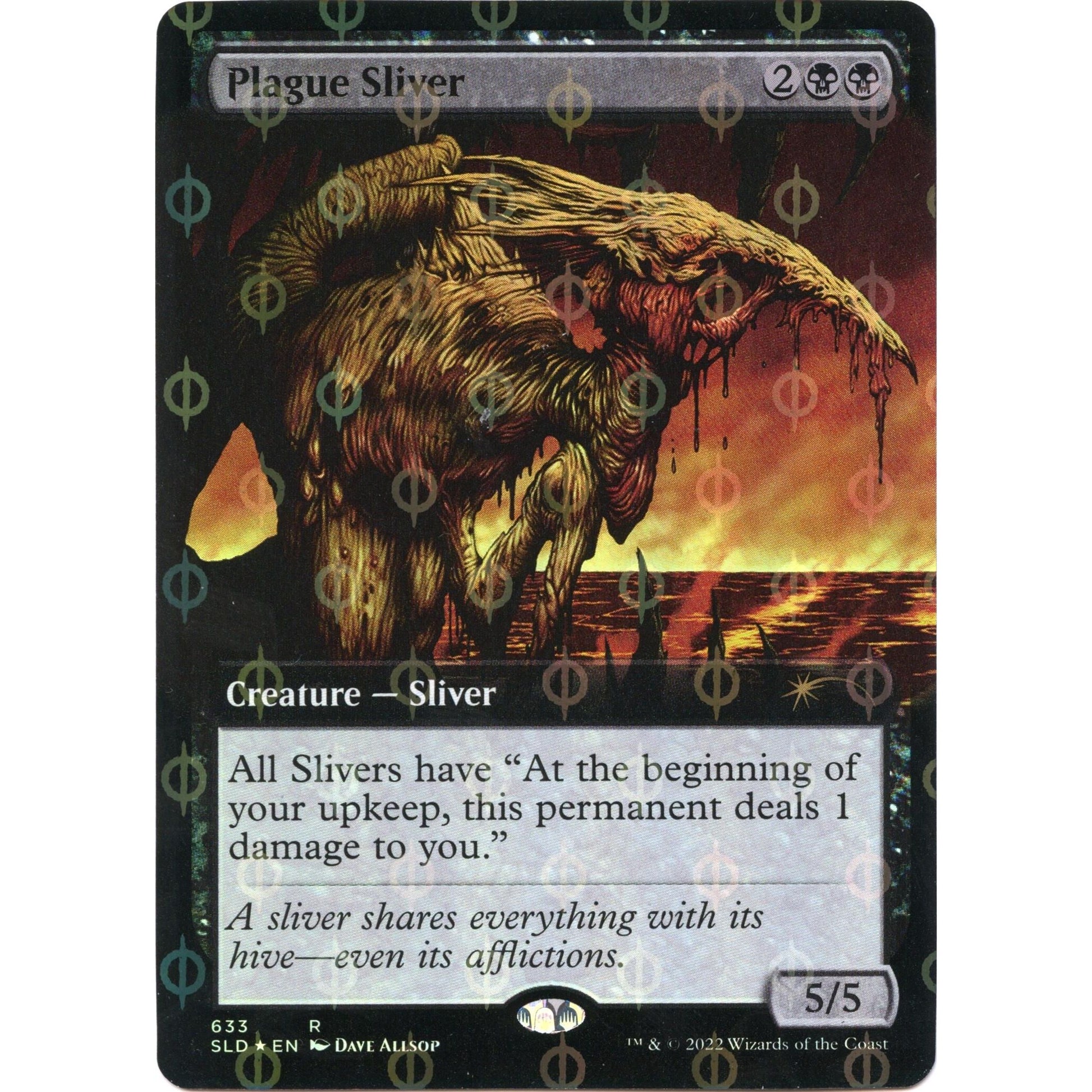 Image for Plague Sliver (Extended Art) (Step-and-Compleat Foil) (633) (SLD) - Magic: The Gathering