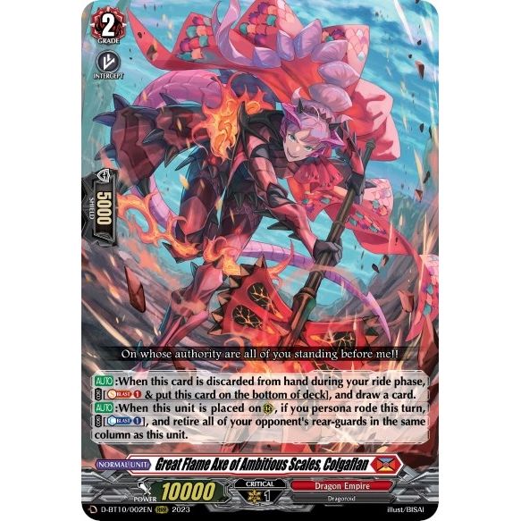 Image for Great Flame Axe of Ambitious Scales, Colgaflan (D-BT10/002EN) (D-BT10) - Cardfight Vanguard