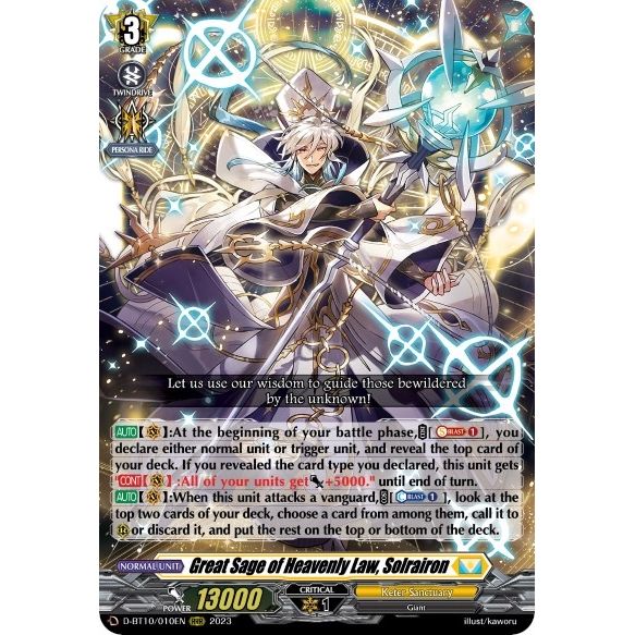 Image for Great Sage of Heavenly Law, Solrairon (D-BT10/010EN) (D-BT10) - Cardfight Vanguard