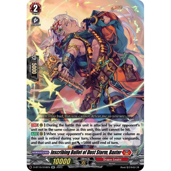 Image for Inscribing Bullet of Dust Storm, Baxter (D-BT10/016EN) (D-BT10) - Cardfight Vanguard