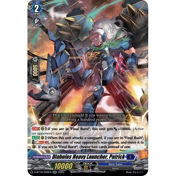 Image for Diabolos Heavy Launcher, Patrick (D-BT10/020EN) (D-BT10) - Cardfight Vanguard