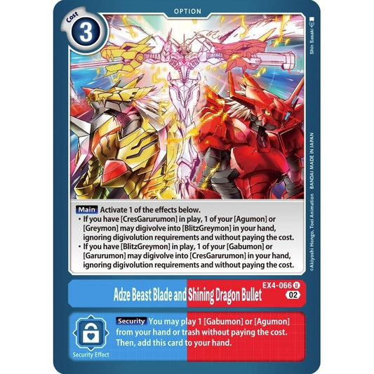 Image for Adze Beast Blade and Shining Dragon Bullet (EX4-066 U) (EX04) - Digimon Card Game