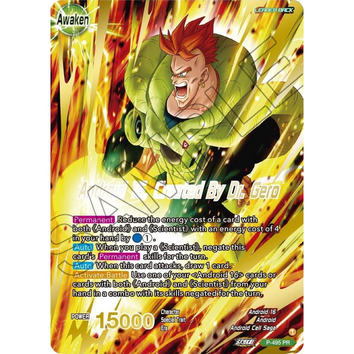 Image for Android 16 // Android 16, Created By Dr. Gero (Gold Stamped) (P-495) (PR) - Dragon Ball Super: Masters