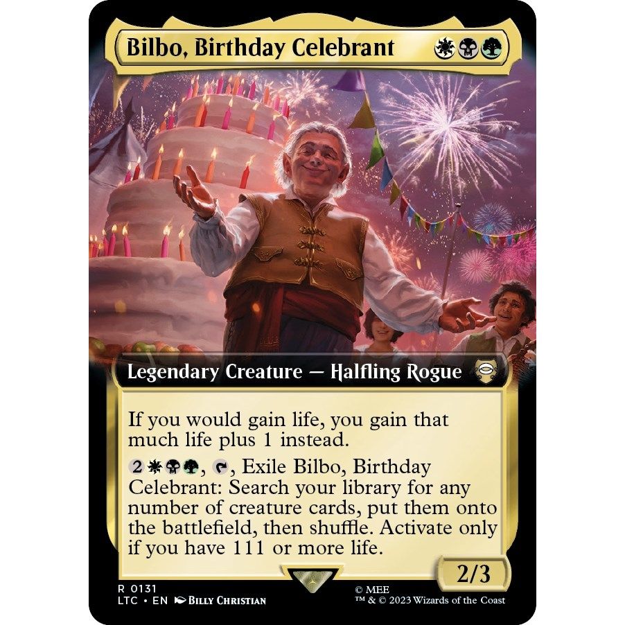 Image for Bilbo, Birthday Celebrant (Extended Art) (131) (LTC) - Magic: The Gathering