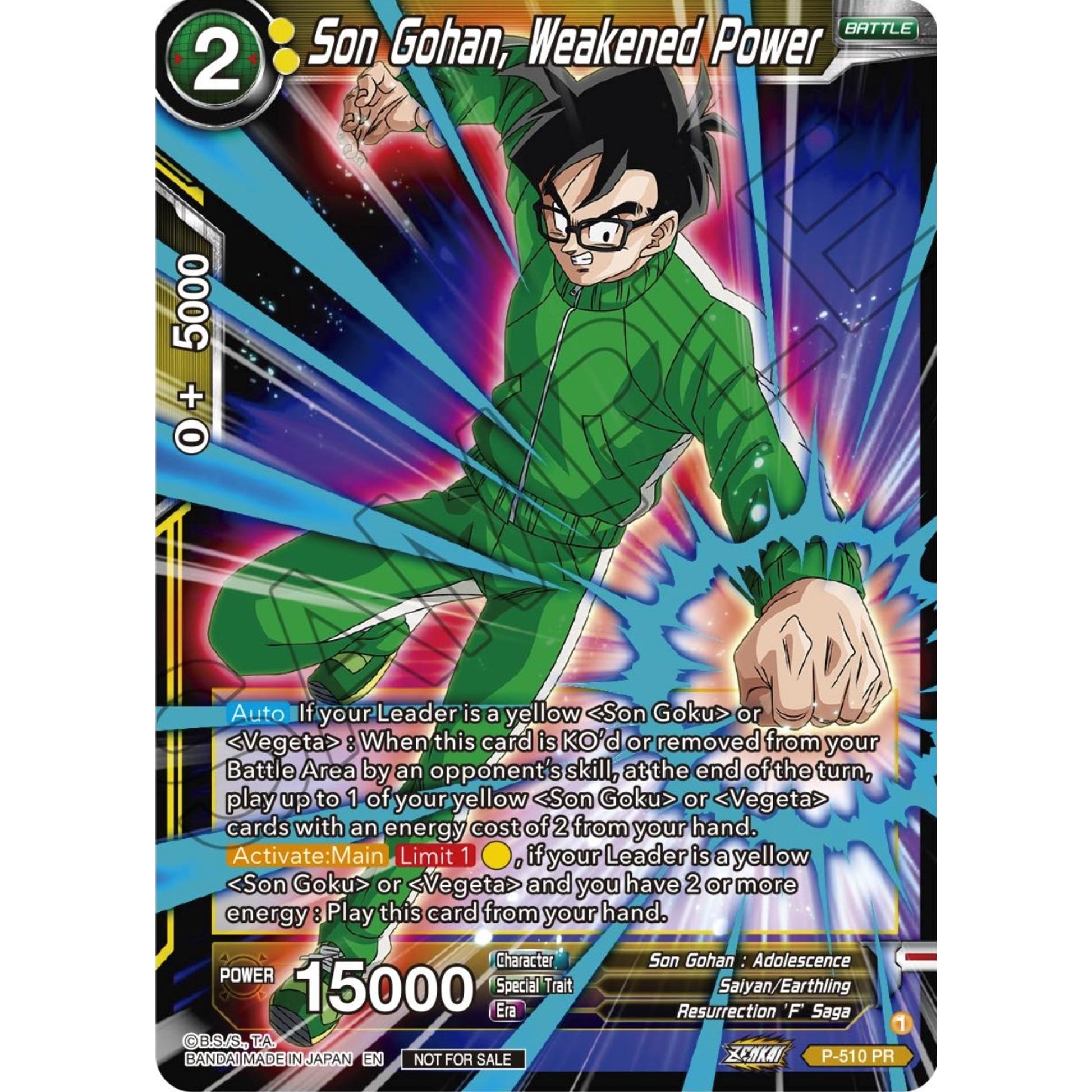 Image for Son Gohan, Weakened Power (Zenkai Series Tournament Pack Vol.4) (P-510) (TPR) - Dragon Ball Super: Masters