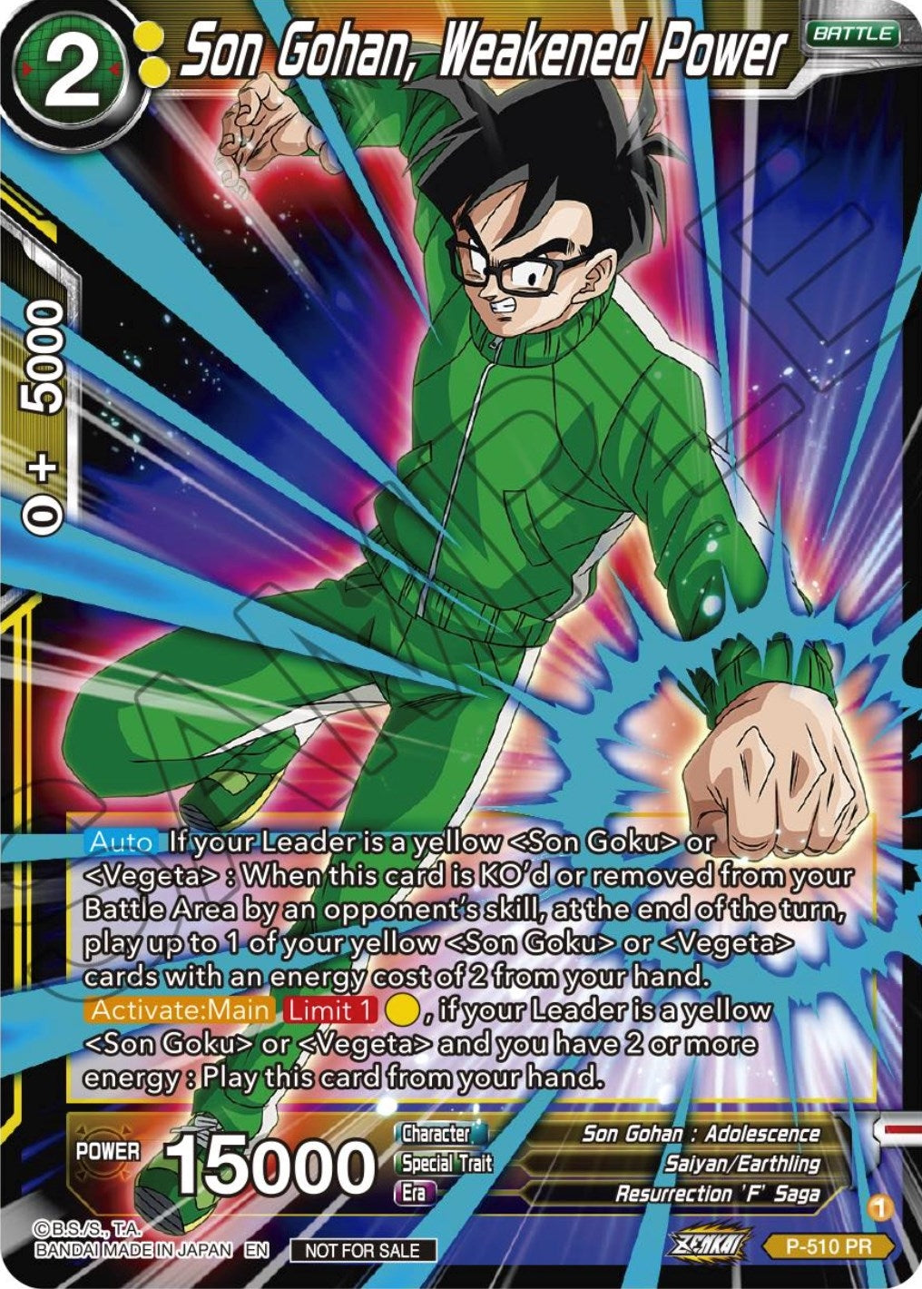 Image for Son Gohan, Weakened Power (Zenkai Series Tournament Pack Vol.4) (P-510) (TPR) - Dragon Ball Super: Masters