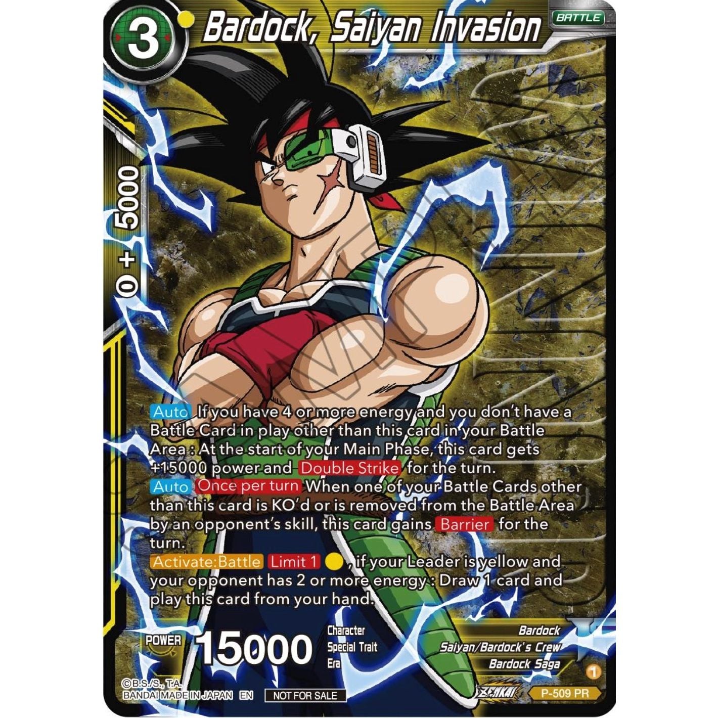 Image for Bardock, Saiyan Invasion (Zenkai Series Tournament Pack Vol.4 Winner) (P-509) (TPR) - Dragon Ball Super: Masters