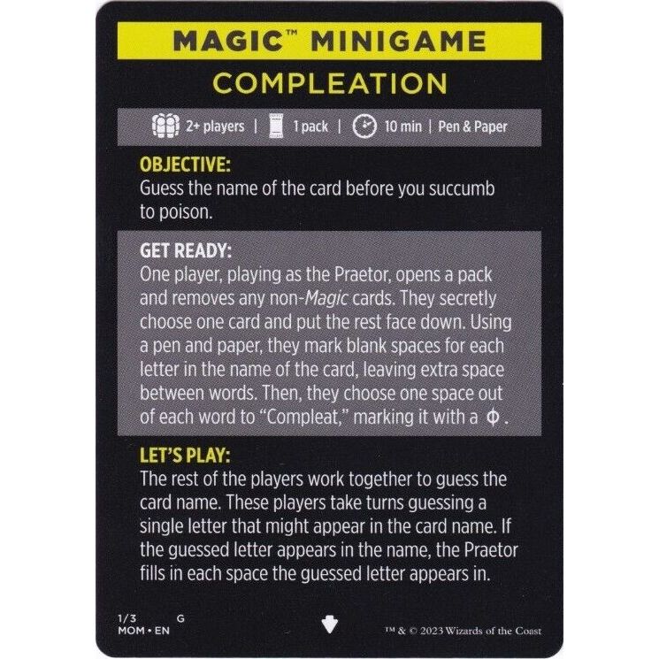 Image for Magic Minigame: Compleation (1) (MOM) - Magic: The Gathering