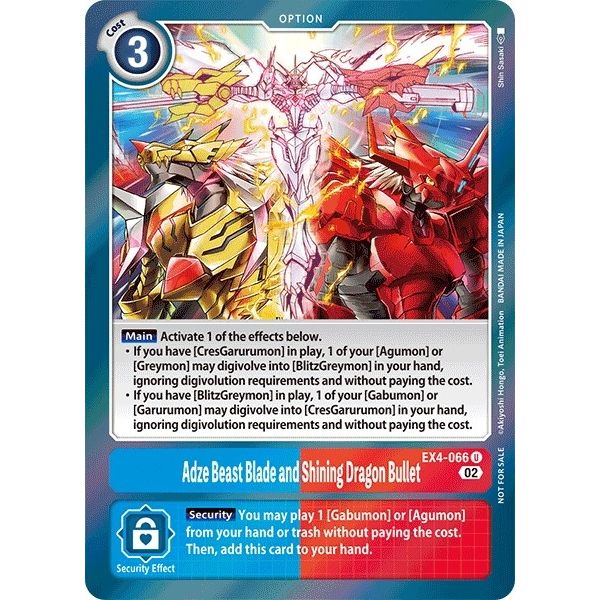 Image for Adze Beast Blade and Shining Dragon Bullet (Alternate Art) (EX4-066 U) (EX04) - Digimon Card Game