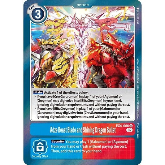 Image for Adze Beast Blade and Shining Dragon Bullet (Alternate Art) (EX4-066 U) (EX04) - Digimon Card Game