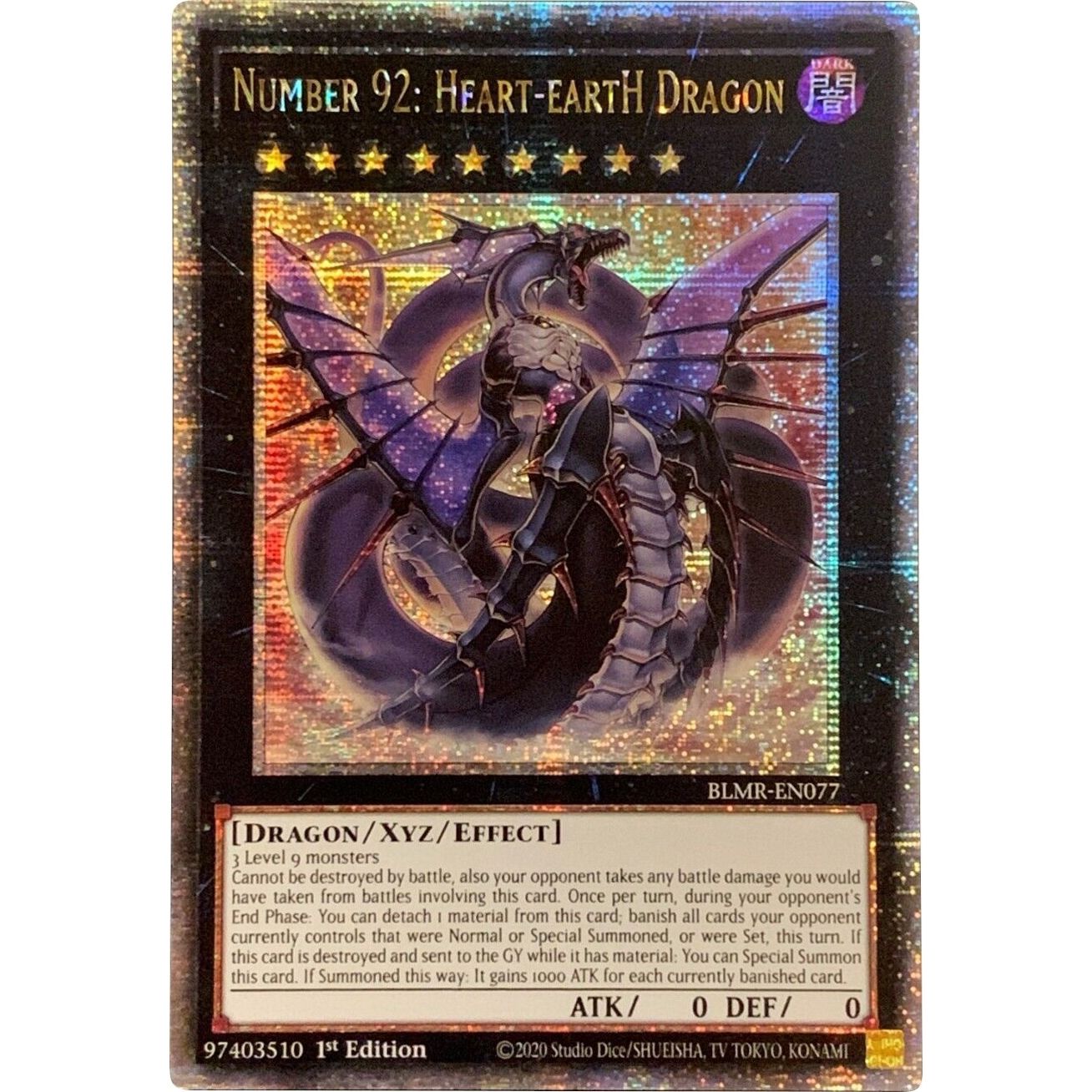 Image for Number 92: Heart-eartH Dragon (Quarter Century Secret Rare) (BLMR-EN077) (BLMR) - YuGiOh