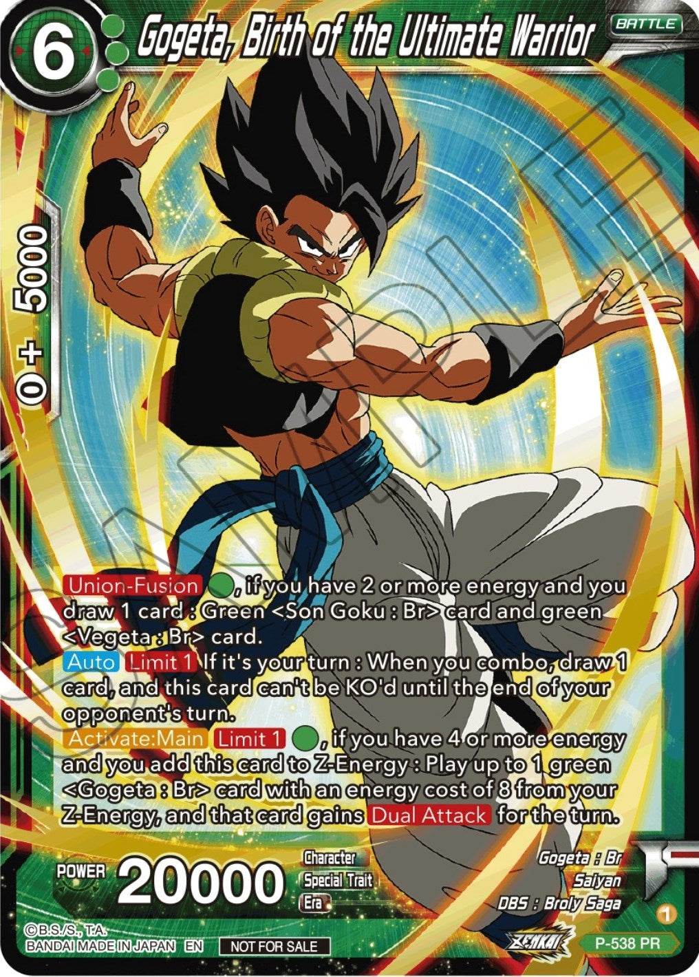 Image for Gogeta, Birth of the Ultimate Warrior (Championship Selection Pack 2023 Vol.2) (Gold-Stamped Silver Foil) (P-538) (TPR) - Dragon Ball Super: Masters