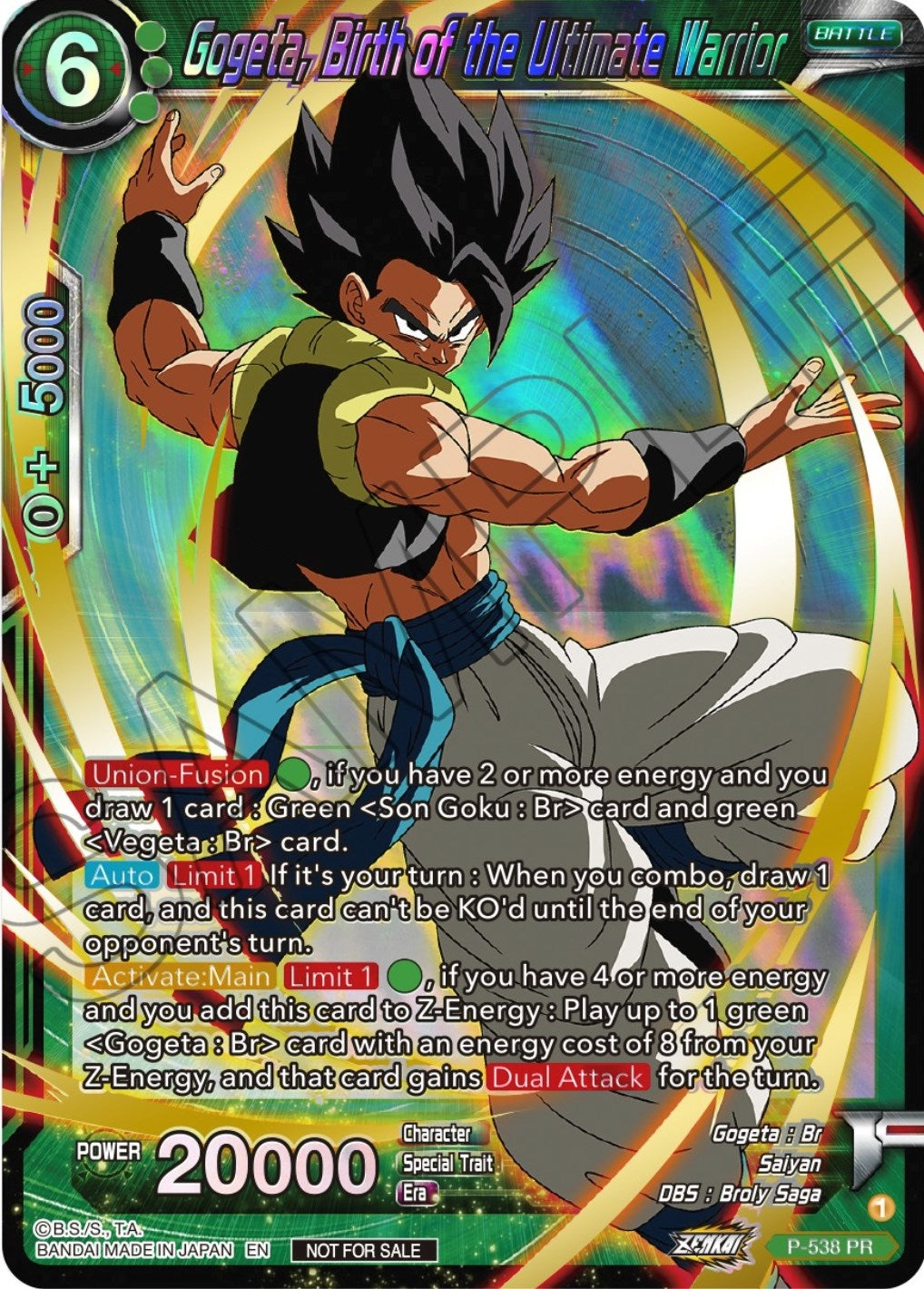 Image for Gogeta, Birth of the Ultimate Warrior (Championship Selection Pack 2023 Vol.2) (Gold-Stamped Shatterfoil) (P-538) (TPR) - Dragon Ball Super: Masters