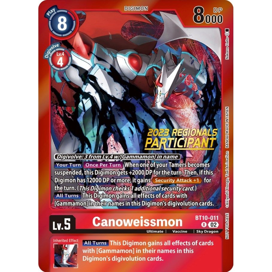 Image for Canoweissmon (2023 Regionals Participant) (BT10-011 R) (BT10) - Digimon Card Game