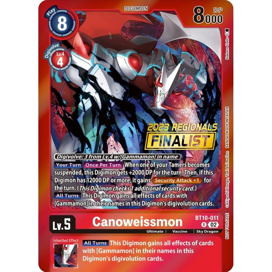 Image for Canoweissmon (2023 Regionals Finalist) (BT10-011 R) (BT10) - Digimon Card Game