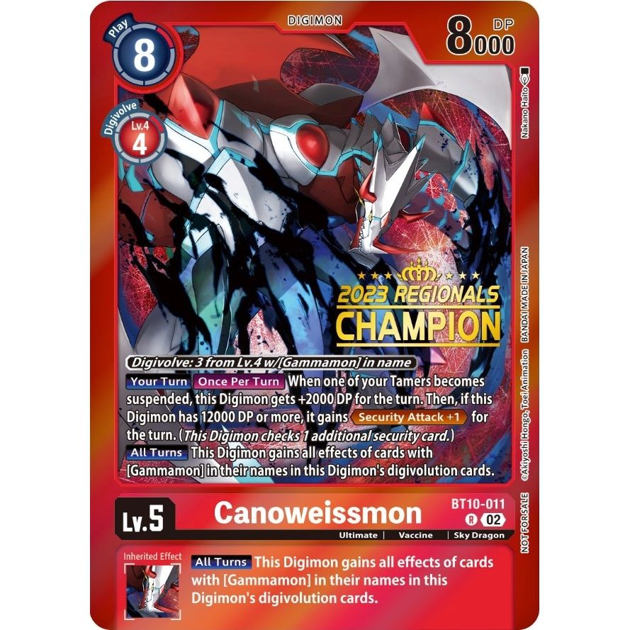 Image for Canoweissmon (2023 Regionals Champion) (BT10-011 R) (BT10) - Digimon Card Game